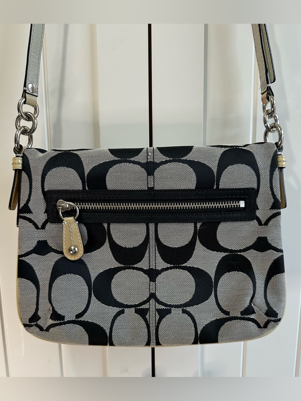 Coach Bonnie Signature Canvas Crossbody Bag in Black & Grey with Green interior - Picture 10 of 16